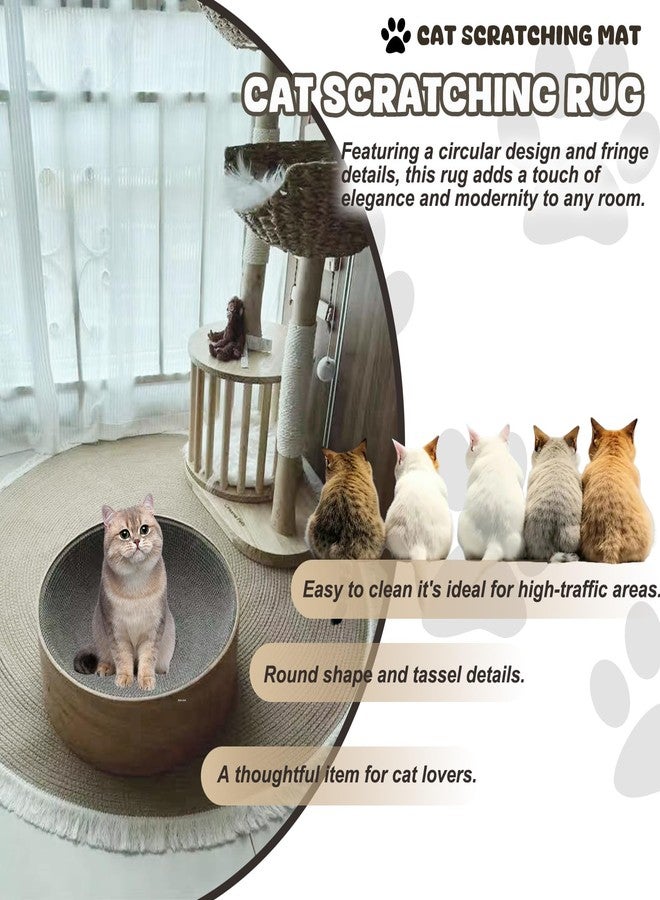 Xanadued Cotton Rope Area Rug for Cats, Cat Scratch Rug, Washable Boho Braided Circle Rug, Soft and Stylish Home Accen for Cat Lovers - Image 5